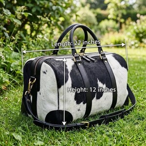 Genuine Hair On Cowhide Leather Duffel Bag | Handmade Weekender Travel Bag | Gift for Him