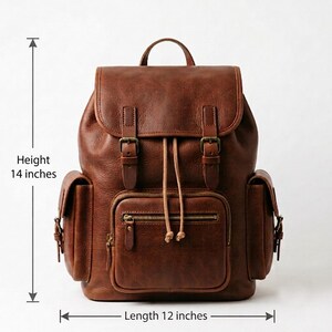 Leather Backpack Vintage Rucksack Large Travel Computer Bag Custom Anniversary Gift Him Men Personalized