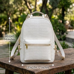 Handmade Crocodile Embossed Leather Backpack | Dual Pockets Designer Bag | Luxury Gift