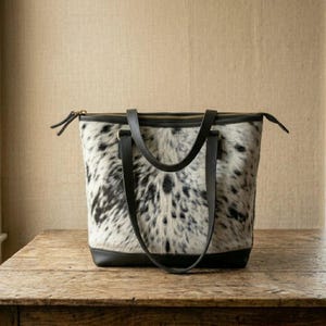 Genuine Hair-on-Hide Cowhide Tote Bag – Western Luxury Leather Handbag Gift For Her