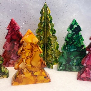 Ceramic Christmas Tree | Holiday Mantle Decor | Alcohol Ink | Hand Painted