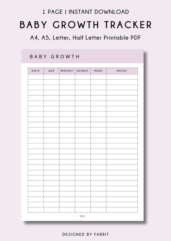 Newborn weight sale tracker