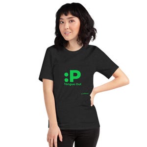 Camiseta con emoticono estilo DOS con la lengua fuera :P – Camiseta retro de terminal, gráfico minimalista ASCII, camiseta tecnológica unisex, regalo para programadores
