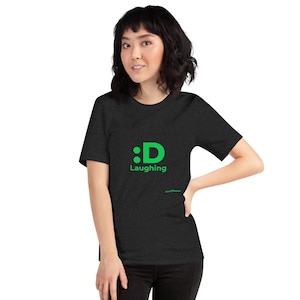 Camiseta con emoticono estilo DOS :D - Camiseta retro de terminal, gráfico minimalista ASCII, camiseta tecnológica unisex, regalo para programadores