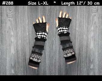 Arm warmers, size L-XL, armwarmers, elf coat, Fingerless, Gloves, mittens, patchwork, Upcycled, Cosplay, patchwork arm warmers, dream coat