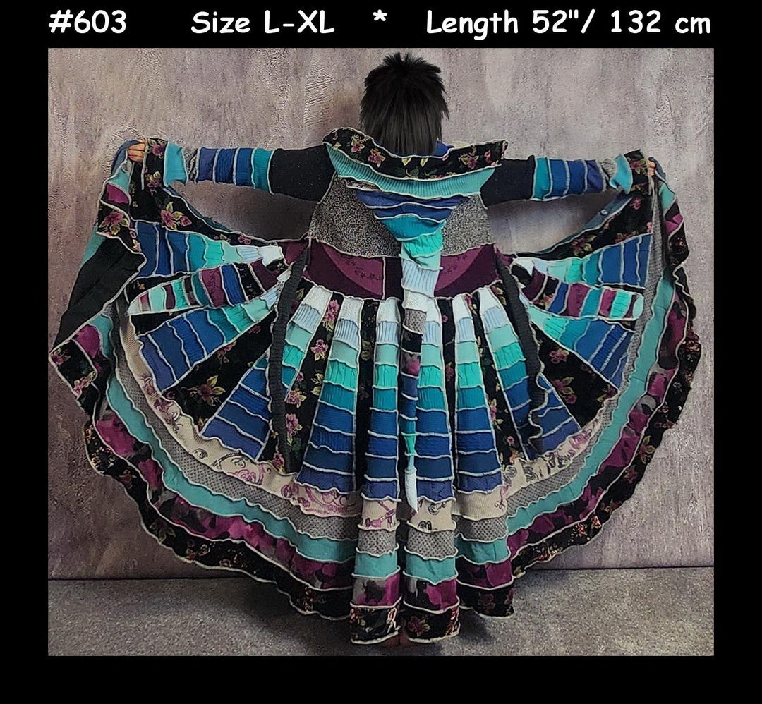 Patchwork Elf Coat: Upcycled Sweater, Thumb Holes, Elf Jacket, Medieval ...
