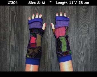 Arm warmers, size S-M, armwarmers, elf coat, Fingerless gloves, patchwork mittens, Upcycled arm warmers, Cosplay, patchwork arm warmers