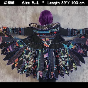 Manteau elfe en pull recyclé : cape en patchwork Fairycore, M-L