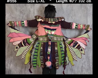 Elf coat, size L-XL, patchwork sweater coat, sweater coat, hippie coat, boho coat, dream coat, medieval cloak, rainbow coat, gypsy coat