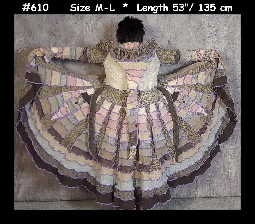 Upcycled Sweater Elf Coat: Patchwork Fairycore Hooded Cloak, Medieval ...
