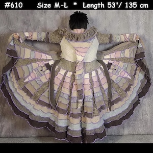 Upcycled Sweater Coat: Patchwork Fairycore Hooded Cloak, medieval cloak, M-L