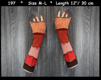 Arm warmers, size M-L, armwarmers, elf coat, Fingerless gloves, patchwork mittens, Upcycled arm warmers, Cosplay, patchwork arm warmers