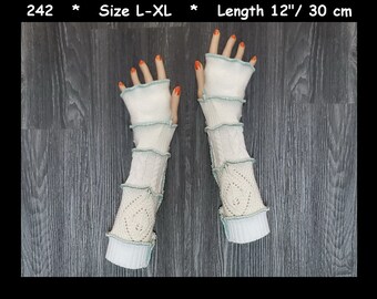 Arm warmers, size L-XL, armwarmers, elf coat, Fingerless, Gloves, mittens, patchwork, Upcycled, Cosplay, patchwork arm warmers, dream coat