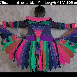 Upcycled sweater Elf Coat: Boho Hippie Cloak, patchwork, L-XL
