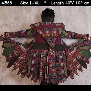 Upcycled Sweater elf Coat: Elf Hood, Thumb Holes, hippie, elf (L/XL)