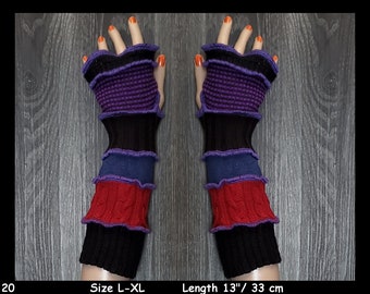 Arm warmers, size L-XL, armwarmers, elf coat, Fingerless, Gloves, mittens, patchwork, Upcycled, Cosplay, patchwork arm warmers, dream coat