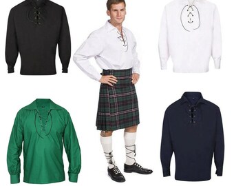 Mens Scottish Jacobite Ghillie Kilt Shirt Jacobean Style Kilt Shirt Available in Different Colors