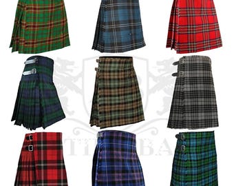 Custom Scottish Kilt For Men Made to Measure 5 Yards Plaid Kilt Tartans Skirt Vintage Highland Wool Kilt Available in 40+ Tartans