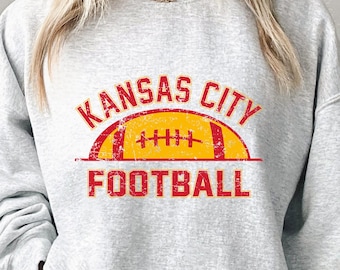 Kansas City Football Crewneck Sweatshirt, Kansas City Football Vintage Style Sweater, Kansas City Sport Gifts, Football Fans Sweatshirts