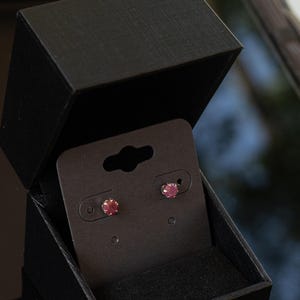 5mm Round-Cut Handcrafted Natural Ruby Stud Earrings. 925 Sterling Silver. (32).