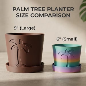 8" Tropical Plant Pot with Saucer | Solid & Gradient Indoor Planter | Unique Plant Lover Gift