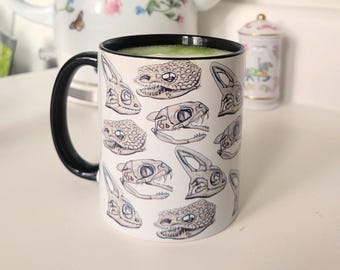 Reptile Skull White 11oz Ceramic Mug with Color Inside