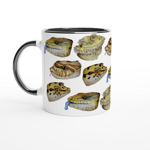 Akvarell reptilansikte vit 340 ml keramisk mugg med färg inuti