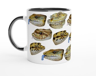 Watercolor Reptile Face White 11oz Ceramic Mug with Color Inside