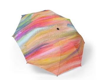 Sunset Watercolor Semi-Automatic Foldable Umbrella