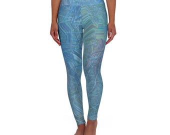 Aquamarin Starburst und dann einige Scribble Abstrakte Yoga Leggings mit hoher Taille (AOP)