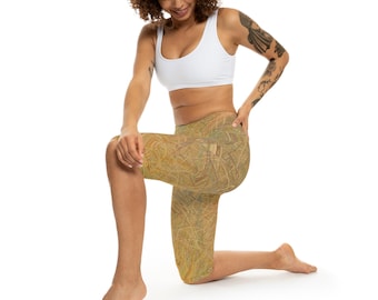 Gedämpfter Gelber Starburst Und Dann Einige Gekritzel Abstrakte Womens Capri Leggings