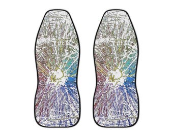 Vibrant Multicolor Scribble Car Seat Covers