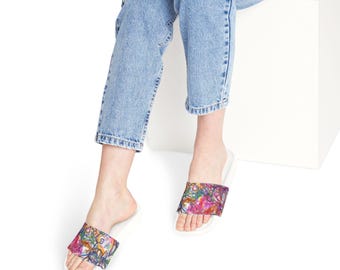 Sandalias de mujer con tiras desmontables Lets Go Scribble