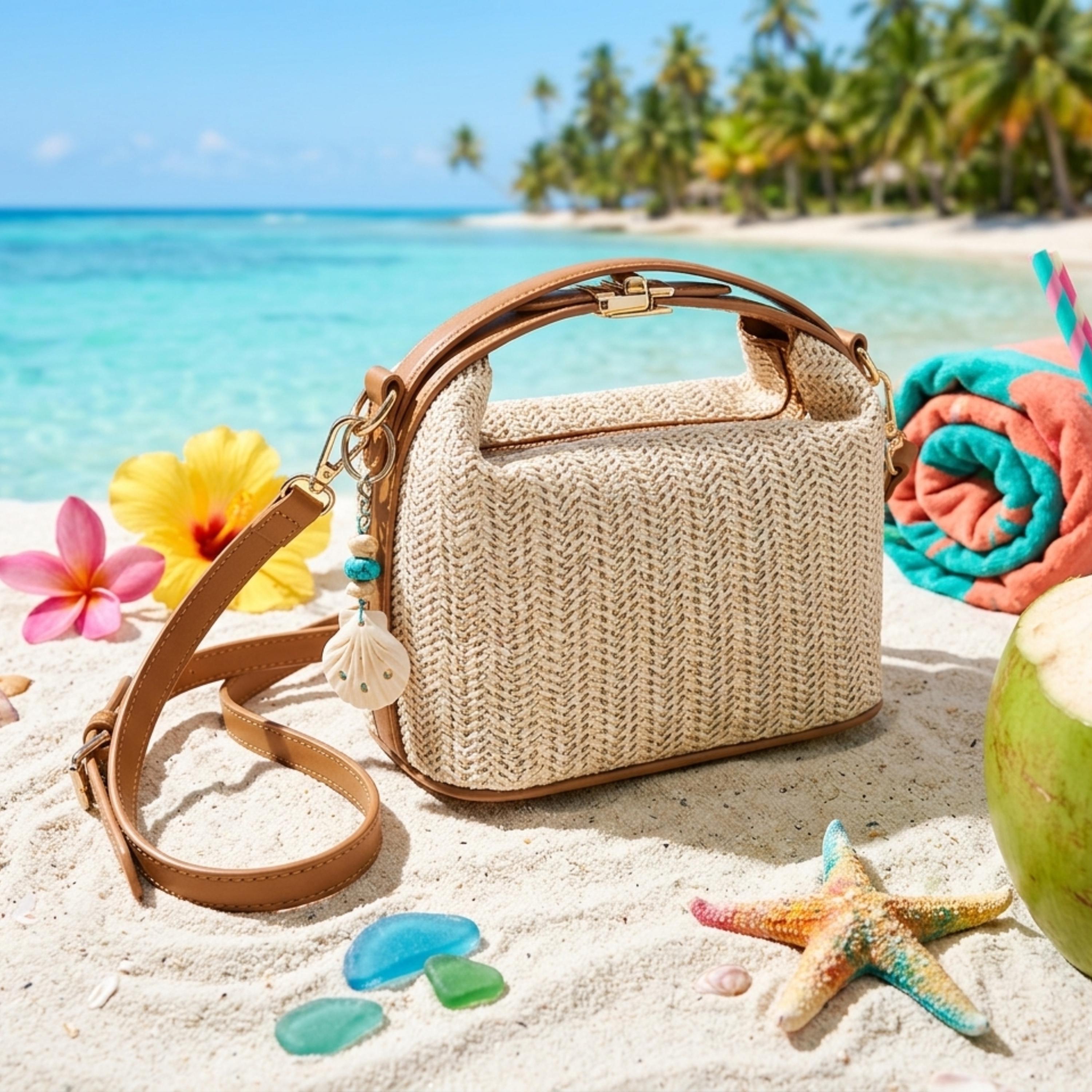 Summer Small Straw Handbag Trendy Shoulder Bag Woven Bucket Handle Tote ...