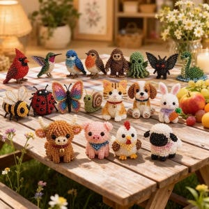 Ensemble de bricolage animal en perles 3D - Mini kit d'animaux en perles, travaux manuels créatifs pour enfants, adolescents et adultes, passe-temps bricolage pour se détendre et offrir