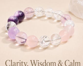 Purple Amethyst Bracelet, Wisdom Crystal Gift for Her, Handmade Custom Gemstone Jewelry