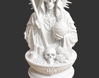 Santa Muerte Altar Statue with Scythe and Globe