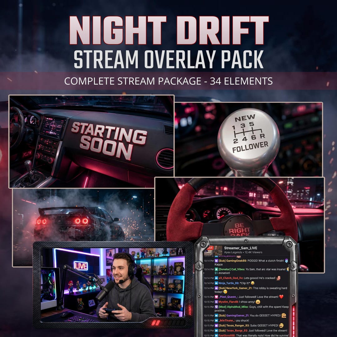 Animated Racing Car Drift Twitch Stream Overlay Pack - Cinematic JDM ...