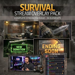 Animiertes Survival Twitch Stream Overlay Paket - Apocalyptic Tracking Paket Rust DayZ Escape Bundle