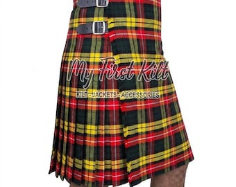 Men's Buchanan Tartan 8 Yard Kilt - Traditional Scottish Tartan Kilt for Men - Custom Made Wedding Kilt - Traditional Clan Buchanan Wear