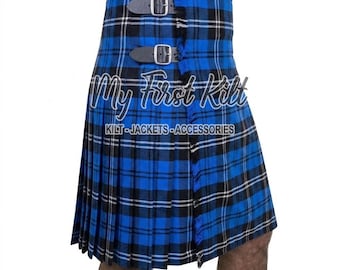 Falda escocesa Ramsey Blue Hunting Tartan de 8 yardas para hombre - Falda escocesa de tartán pesado de 16 onzas - Falda escocesa tradicional de las Highlanders hecha a medida