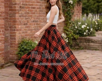 Schottischer Tartan Maxirock für Damen - Damen Tartan Maxi Tellerrock in voller Länge - Damen Langer Maxirock - Erhältlich in über 70 Clan Tartans