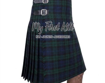 Black Watch Tartan 8 Yard Scottish Kilt for Men - Highlander Traditional Kilt - Made to Order - Premium Handmade Kilt - 16 Oz Tartan Kilt