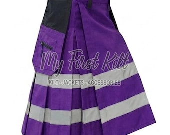 Schottischer Feuerwehr Kilt für Herren - Lila Baumwolle Targe Kilt - Kilt Kilt für Männer und Frauen
