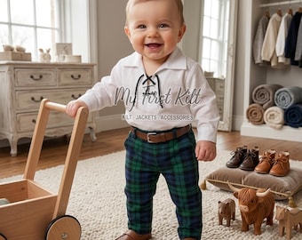 Handmade Scottish Tartan Baby Pants - Traditional Plaid Trousers - Highland Wear - Dress Pant - Available 80+ Tartan Colors