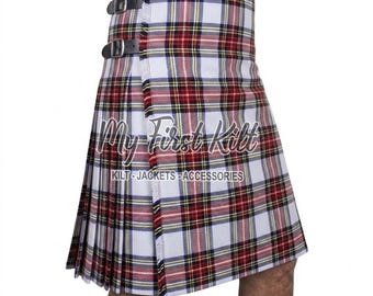 Dress Stewart Tartan 8 Yard Kilt for Men - Traditional Scottish Highland Kilt -  16Oz Acrylic Fabric - Custom Size - Premium Handmade Kilt