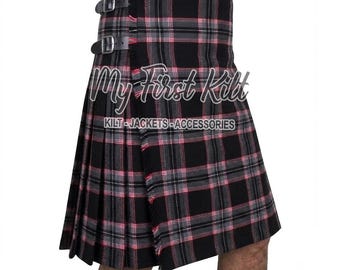 Falda escocesa Black Magic Tartan de 8 yardas para hombre - Falda escocesa de tartán pesado de 16 oz - Falda escocesa Highlander hecha a medida - Falda escocesa artesanal de primera calidad