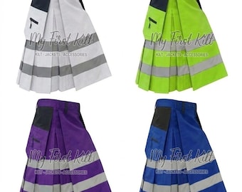 Feuerwehr-Kilt für Männer - Taktischer Feuerwehr-Kilt mit Cargo-Taschen - Taktischer Kilt mit reflektierendem Rand - Made To Order