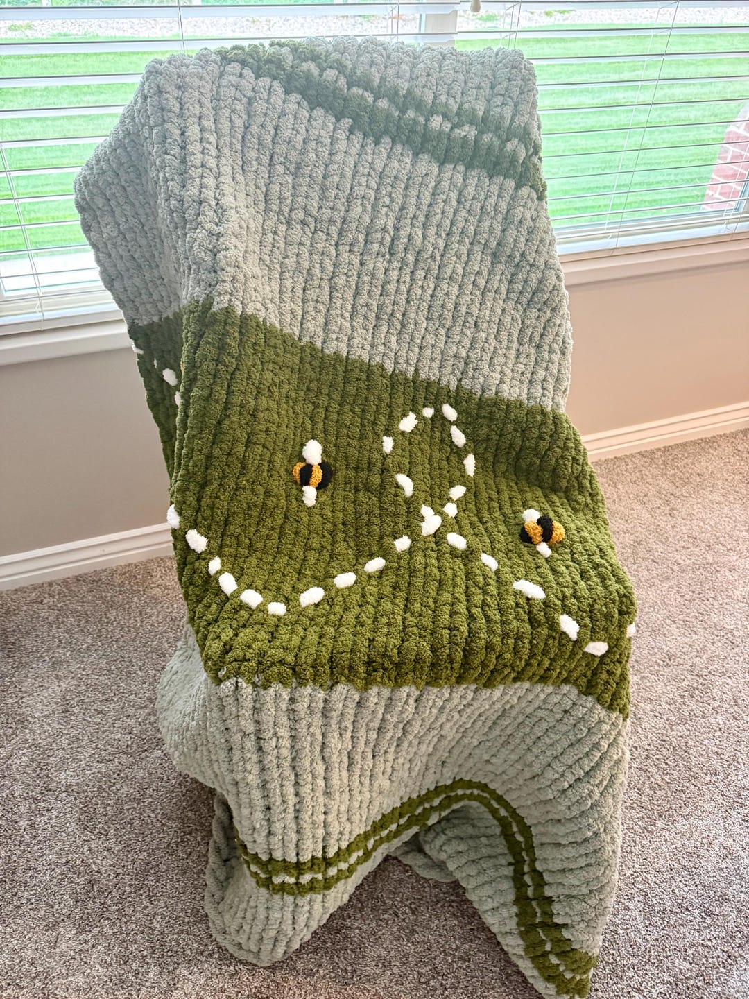 Chunky Knit Bumble Bee Blanket Pattern PDF | Hand Knit Blanket Pattern ...