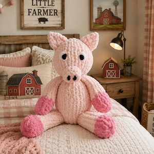 Chunky Knit Pig Plush Pattern – Beginner Friendly Farmhouse Toy (PDF Download)